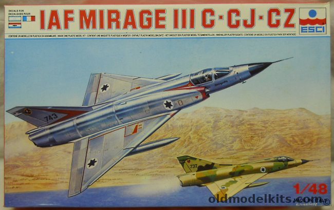 ESCI 1/48 Mirage IIICJ Israeli Air Force Mirage III CZ South African 2nd Sq Waterkloof / Mirage IIIC French Air Force Escadre 3/10 Vexin, 4047 plastic model kit